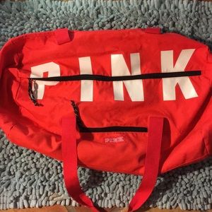 Pink duffel bag